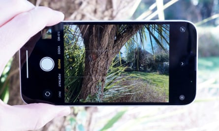 The camera app on an iPhone 16e.