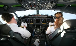 Pilot and co pilot working in a Boeing 737
