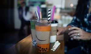 Vivian Ho tests different straws for boba tea at Steep Creamery and Tea in San Francisco.