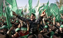 Palestinian Hamas supporters shout anti-Israel slogans during a rally in Gaza, January 2006. Photograph: Mohammed Salem/Reuters