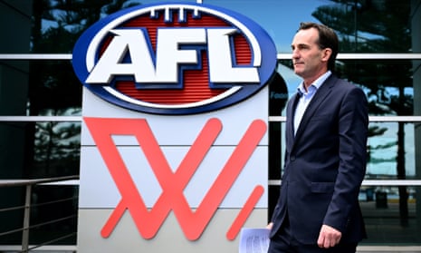 AFL CEO Andrew Dillon arrives to speak to media