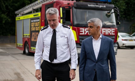 Mayor of London Sadiq Khan and the London fire commissioner, Andy Roe.