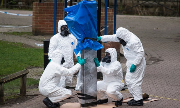 Army officers in forensic suits at work in Salisbury