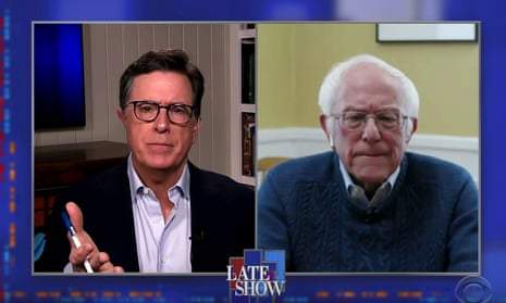 Bernie Sanders to Stephen Colbert: “I hope to be able to work with Joe [Biden] to move him in a more progressive direction.”