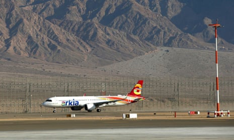 An Arkia airlines plane at Ramon airport in Israel