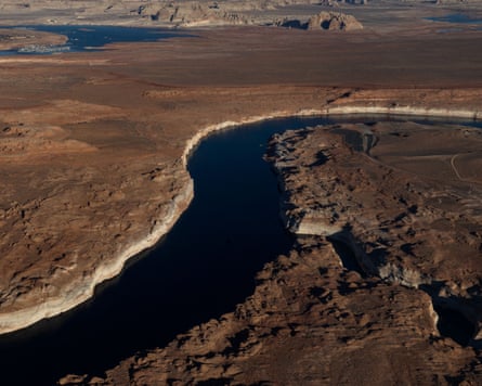 An aerial view of Lake Powell and the Colorado River.