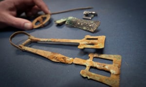 Some of the artefacts discovered during excavations at a burial site in Lincolnshire