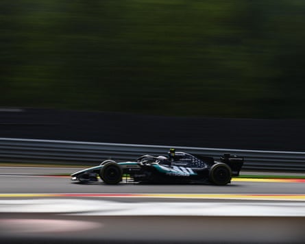 Kimi Antonelli races around Spa-Francorchamps in practice.
