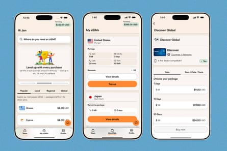 screen grabs of the Airalo Esim App