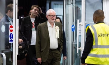 Jeremy Corbyn observes the election count in Islington, London