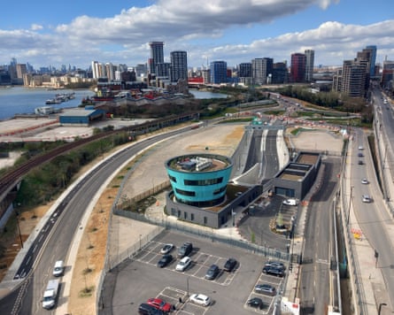 Aerial view of entrance to the Silvertown tunnel