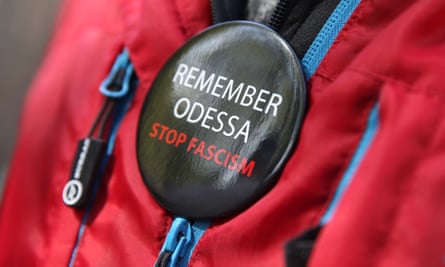 An anti-fascism demonstrator remembers victims of the 2014 clashes.