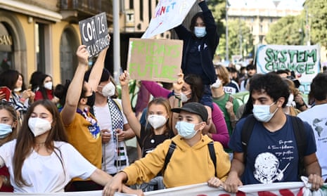 Greta Thunberg at a climate strike march in Milan, Italy