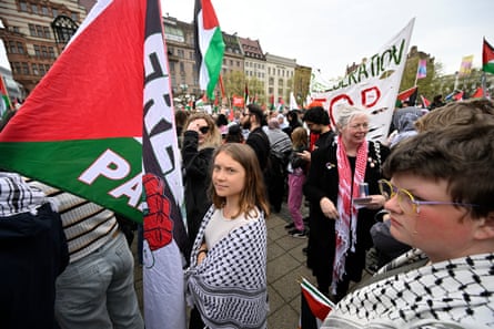 Climate activist Greta Thunberg attends the 'Stop Israel' demonstration in Malmo, Sweden.