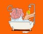 Illustration of person in bath with shower dripping