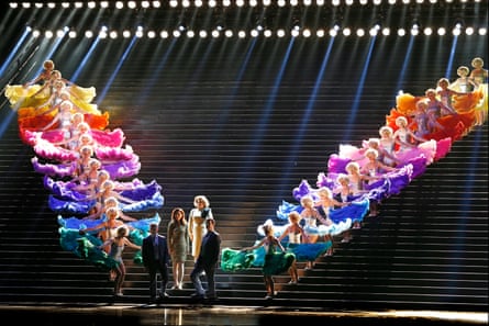 Michael Honeyman as Donner, Hyeseoung Kwon as Freia, Jacqueline Dark as Fricka, James Egglestone as Froh and the Rainbow Girls