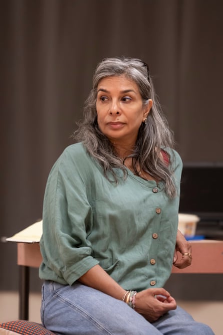 Shobna Gulati in rehearsals for A Tupperware of Ashes at the National Theatre.