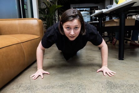 Emma tries a full push-up and fails