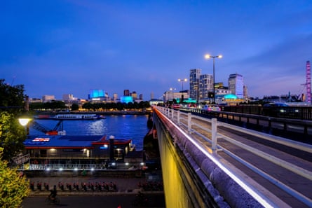 Waterloo Bridge in London just after sunset