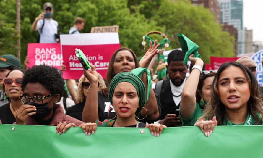 Abortion rights protesters participate in nationwide demonstrations, in New York City