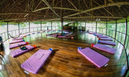 A room is prepared for drinking ayahuasca at the Temple of the Way of Light ayahuasca centre, two hours from Iquitos, Peru
