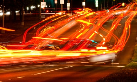 Blurred car lights from a long-exposure shot