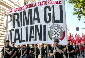 A Casapound march in Rome in 2016.