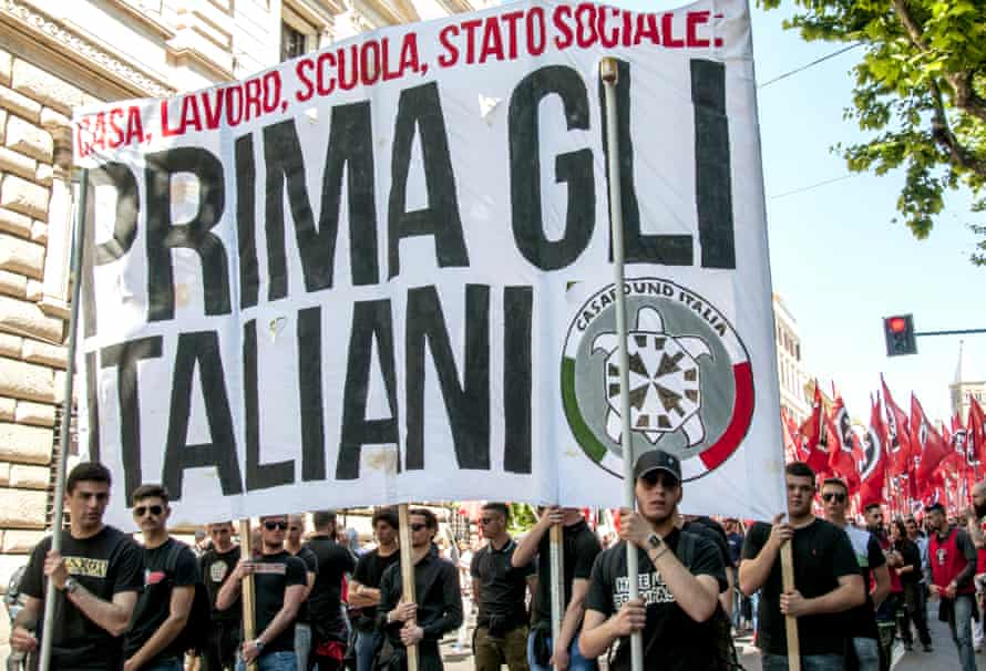 A Casapound march in Rome in 2016.