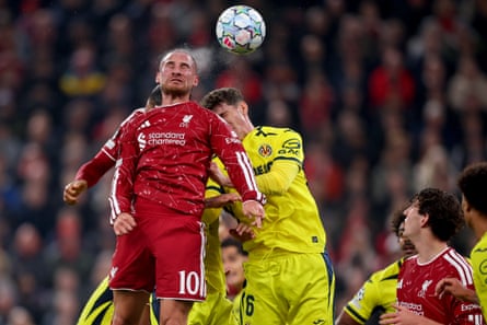 Pau Navarro canâÂÂt stop Alexis Mac Allister heading home LiverpoolâÂÂs first goal.