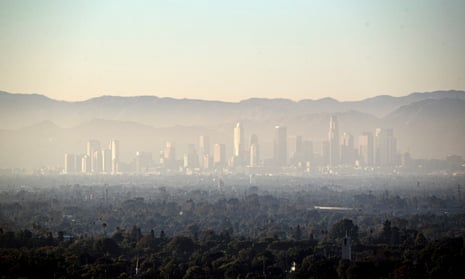 A layer of smog covers Los Angeles, California.