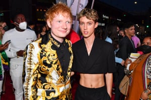 (L-R) Ed Sheeran and Troye Sivan attend the 2021 MTV Video Music Awards at Barclays Center