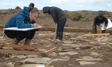 Archaeologists digging at the Ness of Brodgar on Orkney.