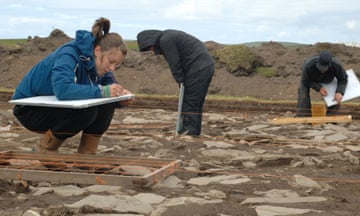 Archaeologists digging at new site at the Ness of Brodgar near the ring of Brodgar standing stones.