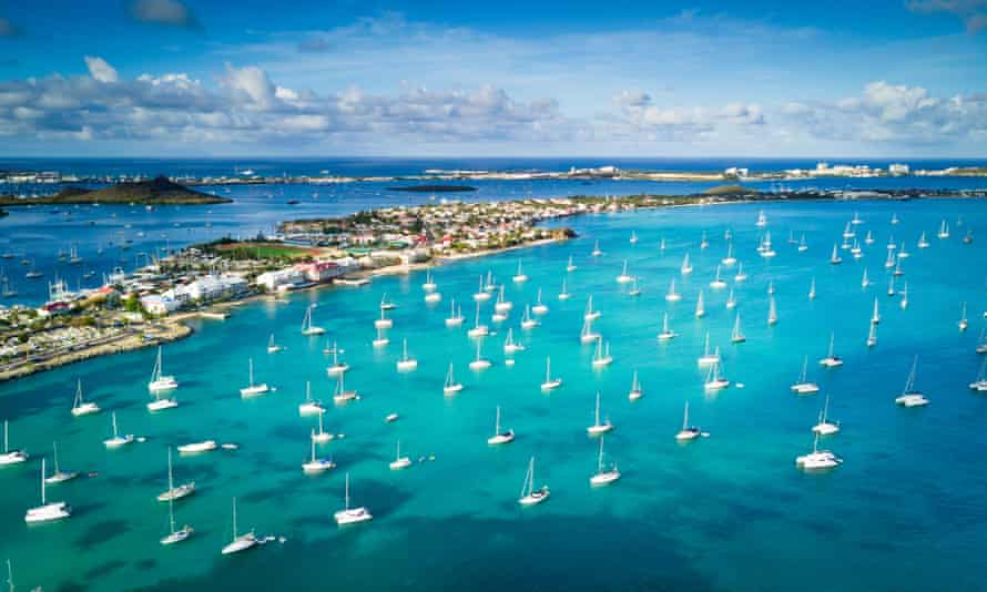 Boats in Marigot Bay, Saint Martin.