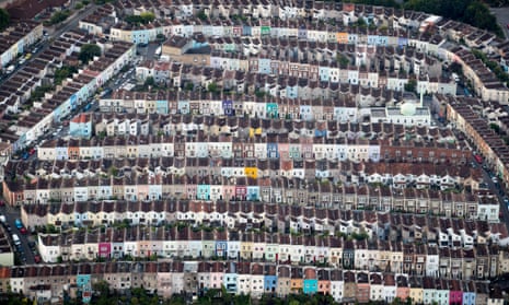 Terrace houses in Bristol from the air