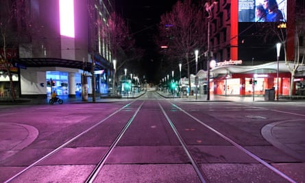 A general view of a deserted Bourke Street.