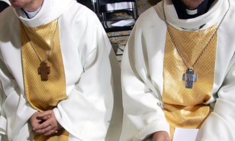 Bishops prepare to attend a mass.