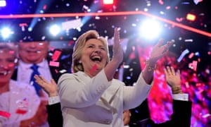 Hillary Clinton celebrating