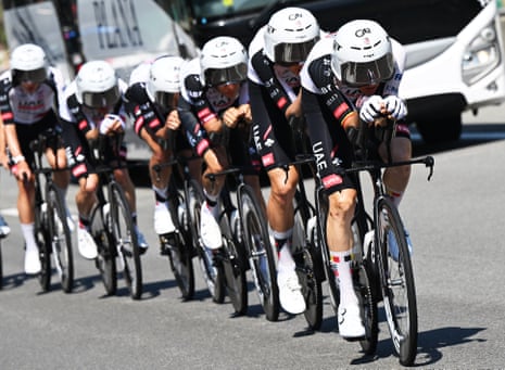 Four-time victor Tadej Pogacar and his formidable UAE Team Emirates-XRG helpers doing immoderate TTT practise connected Thursday.