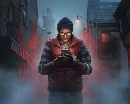 A character looks at a device on a darkened street in Silent Hill Townfall.