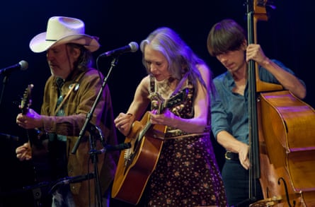 Encore follows encore … David Rawlings and Gillian Welch with bassist Paul Kowert.