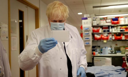 Boris Johnson on a visit to vaccine researchers at the Jenner Institute, University of Oxford, in September.