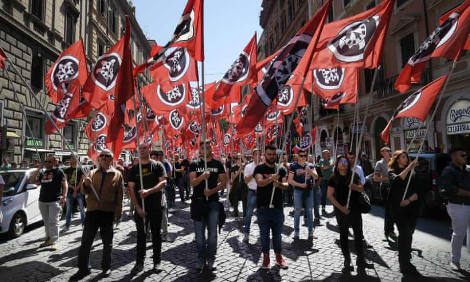A casaPound march in Rome, May, 2016. 