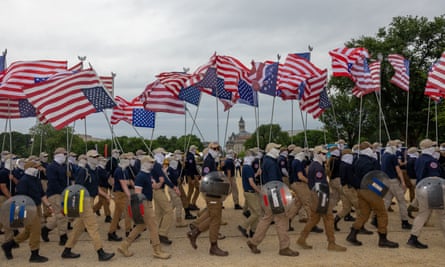 Members of the far-right Patriot Front march in Washington, D.C.