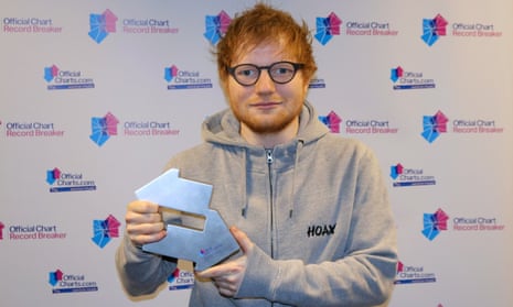 The Sheeran singularity beckons … Ed Sheeran marking his chart achievements.