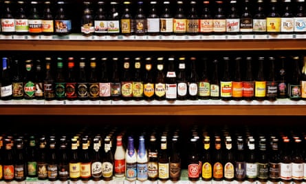 Bottles of Belgian beer in a shop in Brussels
