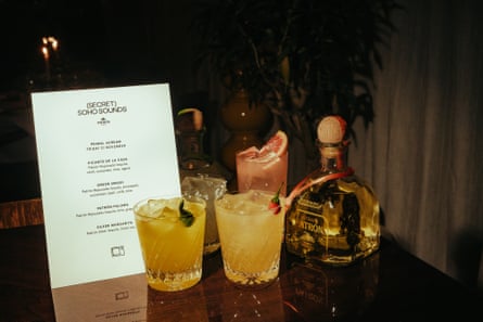 The cocktail menu on the opening night
