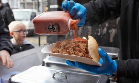 Light my fire: a large dollop of hot sauce on a pulled pork bun.