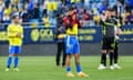 Cádiz players react at the end of the 0-0 draw with Las Las Palmas which confirmed their slow, inevitable drift to the second division.