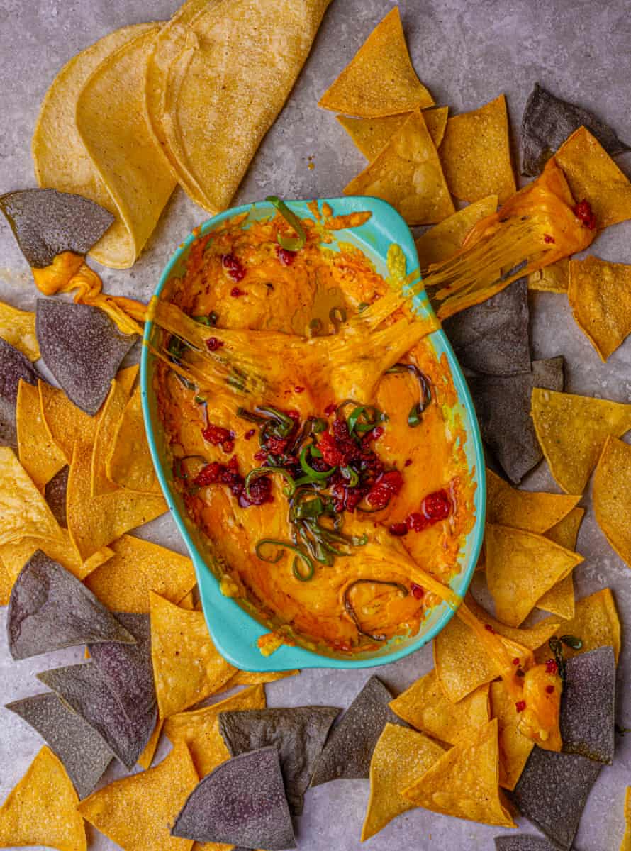 Queso fundido with rajas and chorizo, by Edson Diaz-Fuentes. Food styling: Henrietta Clancy